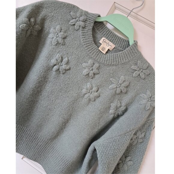 Jessica Simpson Knit Sweater Green Balloon Sleeve X Small - Picture 3 of 11
